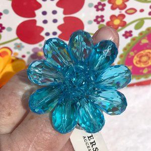 Boho Stretch Turquoise Faux Crystal Statement Ring